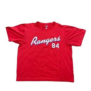 MLB Texas Rangers #84 Prince Fielder red stretchy t-shirt size Large men